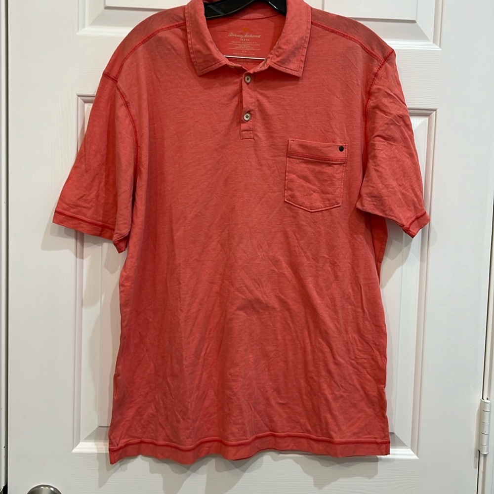 Tommy Bahama Island Fit Modern Fit Coral Polo Size L